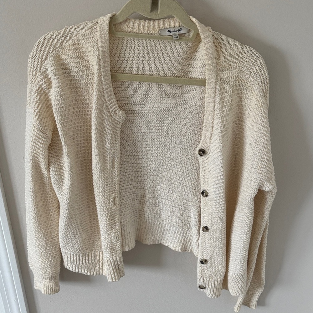 Madewell Ivory Button-Up Cardigan